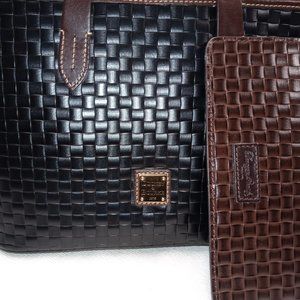 Dooney & Bourke embossed woven tote w/ wristlet
